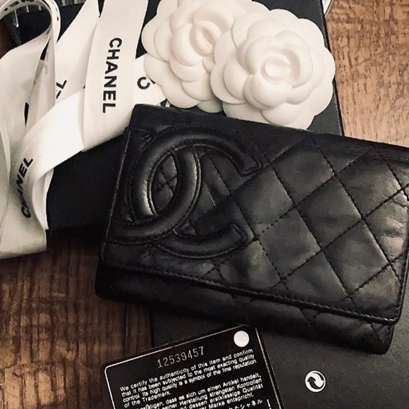 CHANEL Quilted Cambon Ligne Lambskin Leather Flap Wallet Black - Picture 1 of 16